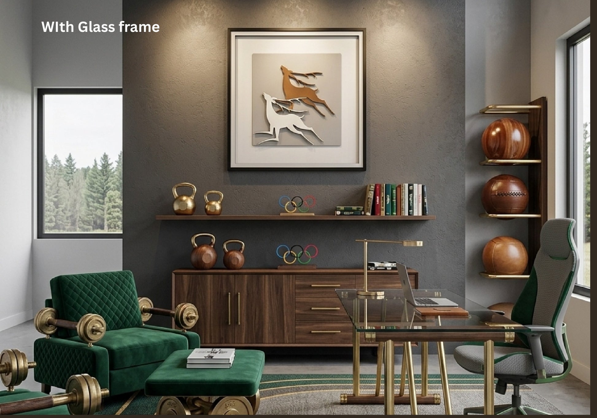 Leaping Grace 3D Deer Shadow Box Wall Art - 20"x20" 3D shadow box wall art by Artiksha