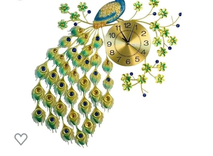 Majestic Peacock-Themed Wall Clock for Elegant Interiors 35 x 24