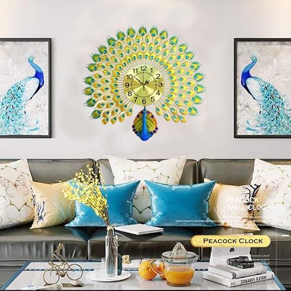 Elegant Peacock Wall Clock with Intricate Design 27 x 27