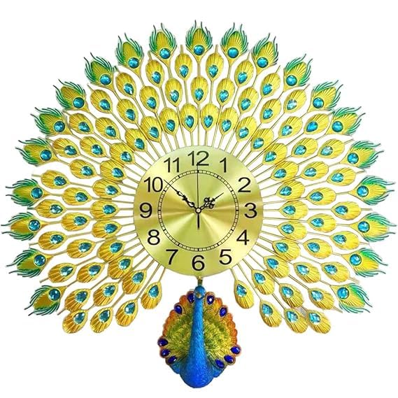 Elegant Peacock Wall Clock with Intricate Design 27 x 27