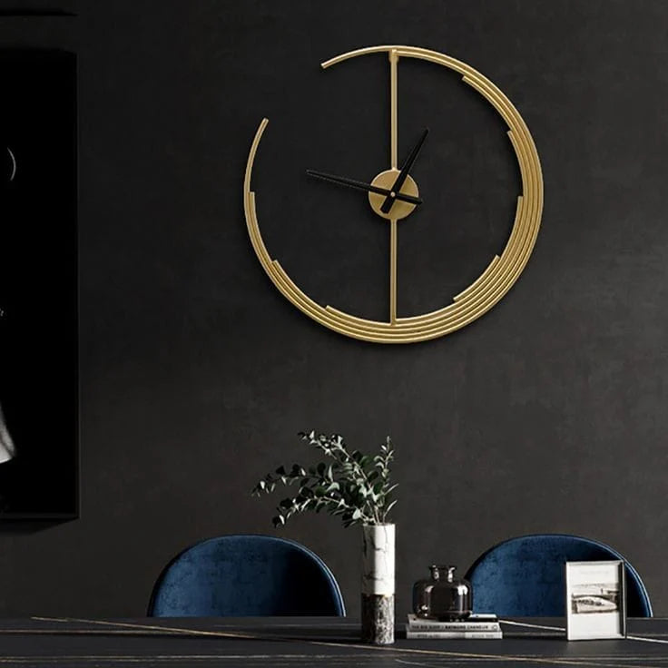 Golden Crescent Style Metal Wall Clock  24 Inch