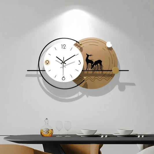 Stylish Contemporary Wall Clock with Geometric and Nature-Inspired Design 30 x 15