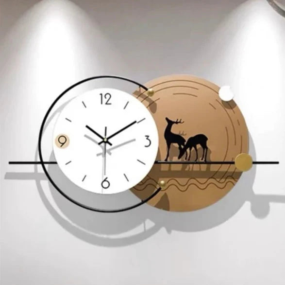 Stylish Contemporary Wall Clock with Geometric and Nature-Inspired Design 30 x 15