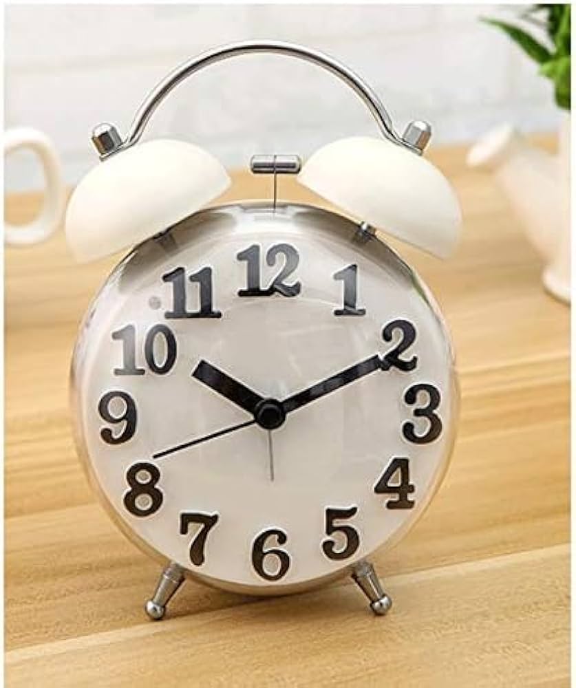 Classic Twin-Bell 3D Numeral Alarm Clock – Retro Pastel Collectio