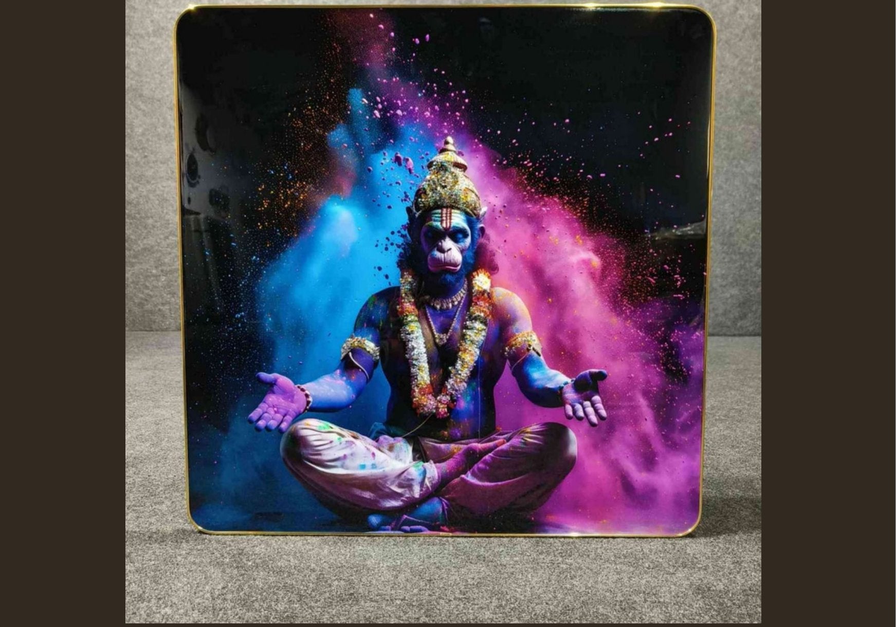 Sankat Mochan Lord Hanuman Crystal Glass Wall Art - crystal glass wall art by Artiksha