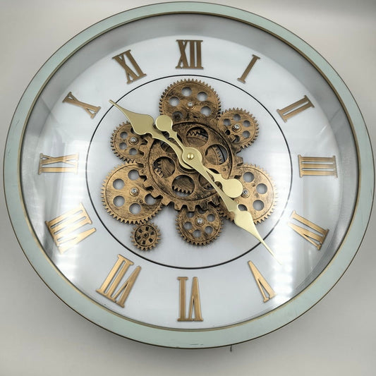 Elegant Mechanics - Classic White Gear Wall Clock