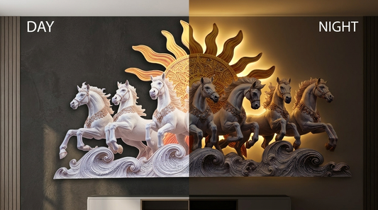 7 Horses Wall Art with LED Light