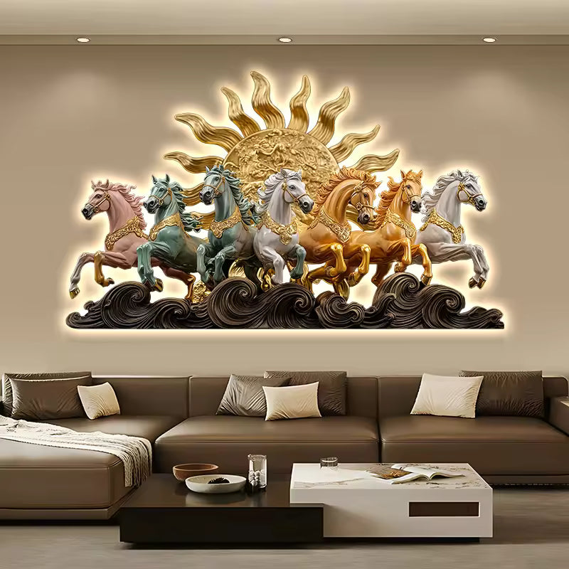 Seven Galloping Horses 3D Wall Art – Solar Victory Edition