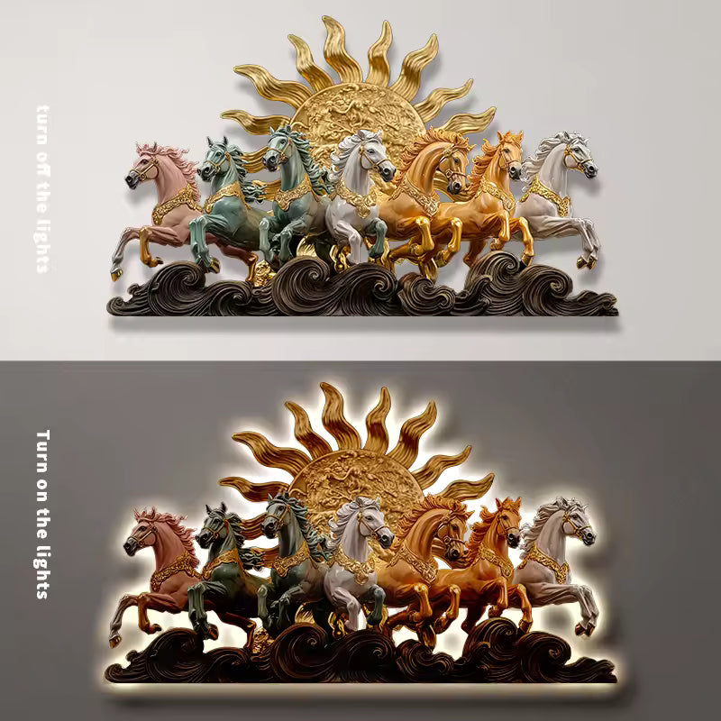 Seven Galloping Horses 3D Wall Art – Solar Victory Edition