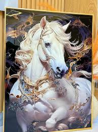 Iridescent Stallion: The Gilded Pegasus – Premium Framed Holographic Art