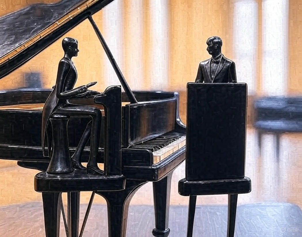 Elegant Pianist Sculpture Set – Musical Maestro Duo