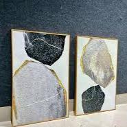 Silver Black Stone Crystal Wall Panting – A Mesmerizing Blend of Art and Elegance