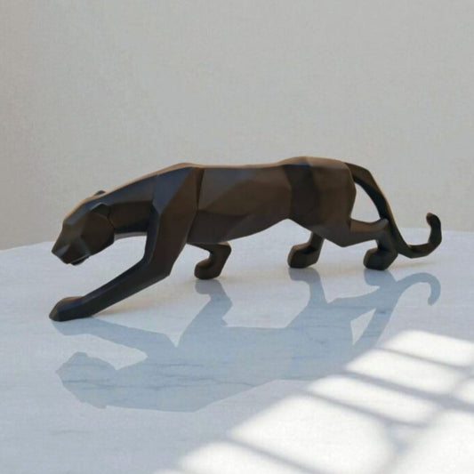 Geometric Panther Statue - Modern Abstract Animal Sculpture