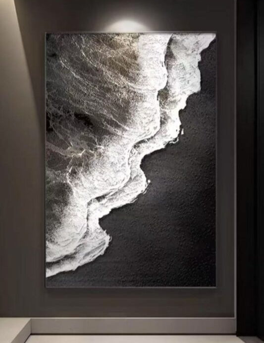Ocean Wave Embrace 3D Textured Handcrafted Landscape Painting