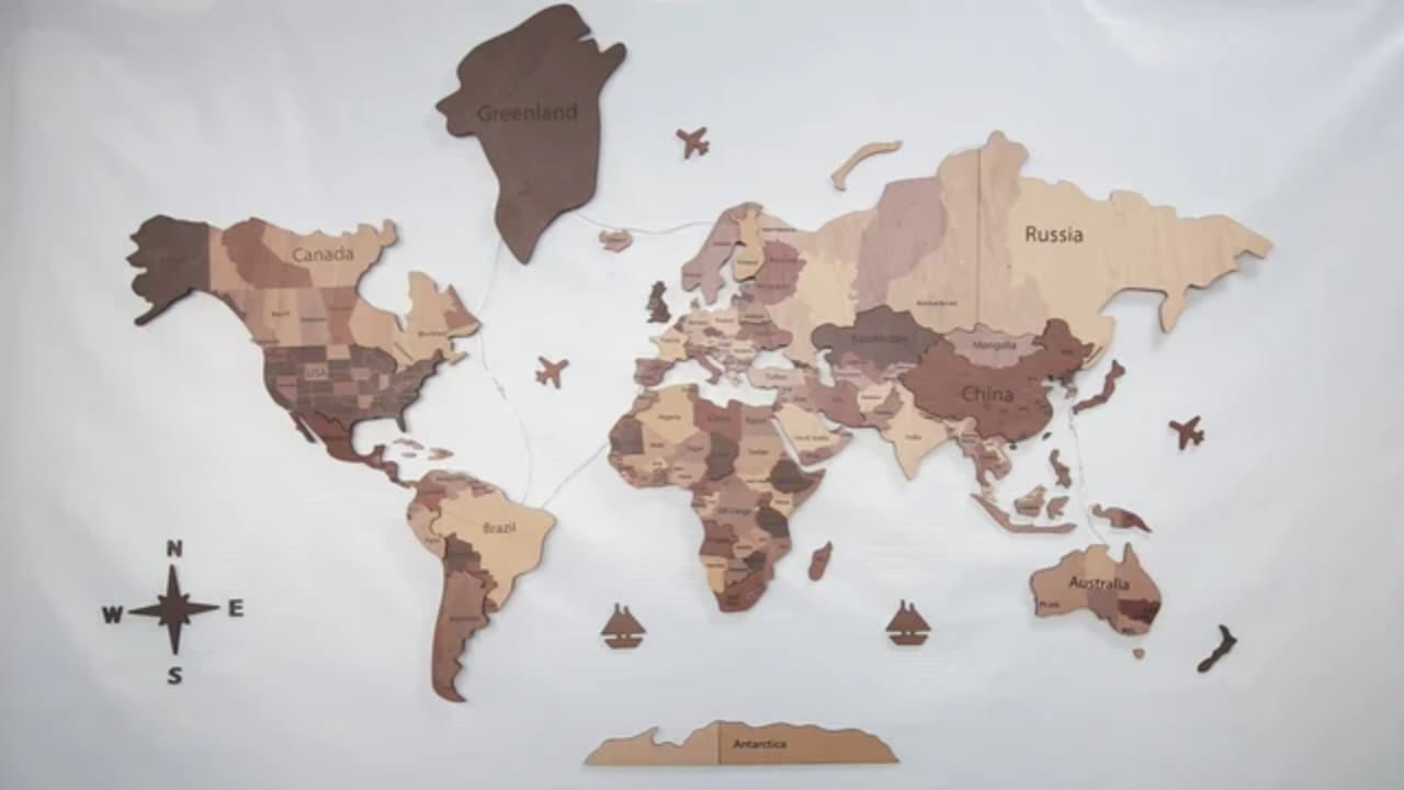 Wooden 3D World Map Wall Art for a Global Decor Statement