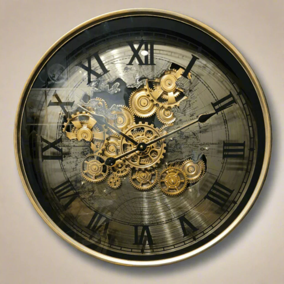 "Explorer's Guild" Steampunk World Map Wall Clock Decor - Artiksha home decor wall art