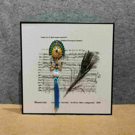 Musical Adornment: Embellished Score with Peacock Feather