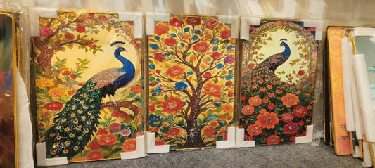 Premium Peacock & Floral Tree Wall Art – Vibrant and Luxurious Statement Piece