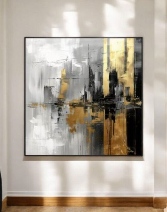 Urban Reflections 3D Textured Handcrafted Landscape Painting