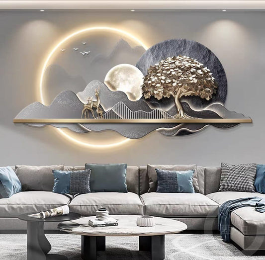 Lunar Forest & Deer 3D LED Wall Sculpture