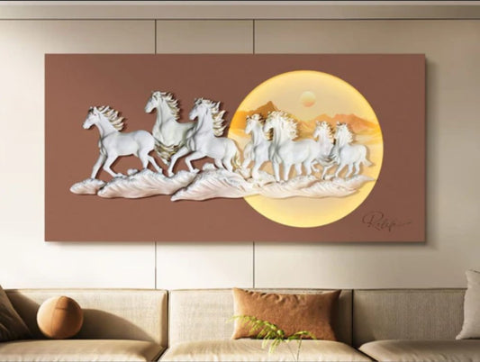"Galloping Grace" 3D Horses Wall Art with Integrated LED Light