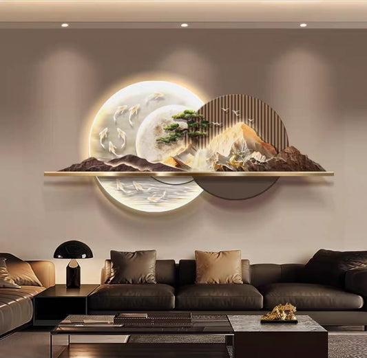 Celestial Mountain & Koi 3D LED Wall Art