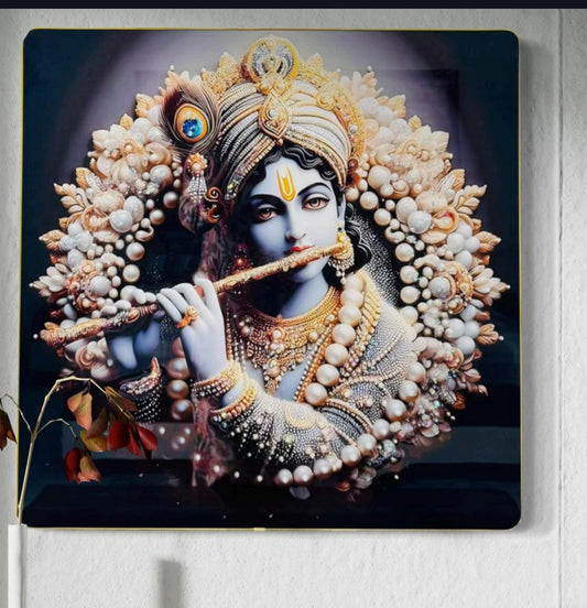 Modern Krishna Crystal Painting - A Sparkling Masterpiece