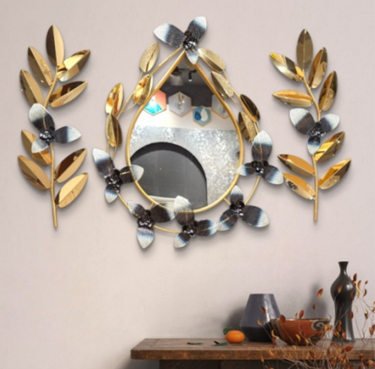 2 Chic Floral Mirror: Metallic Wall Decor