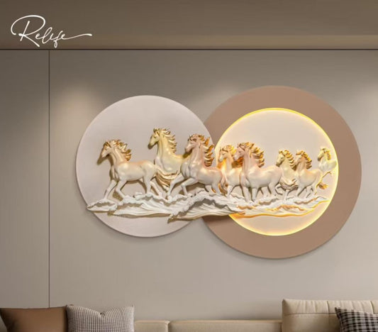 "Dynamic Gallop" 3D Horses Wall Art with Integrated LED Light