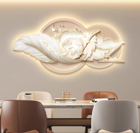Celestial Feather Dreamscape 3D LED Wall Sculpture