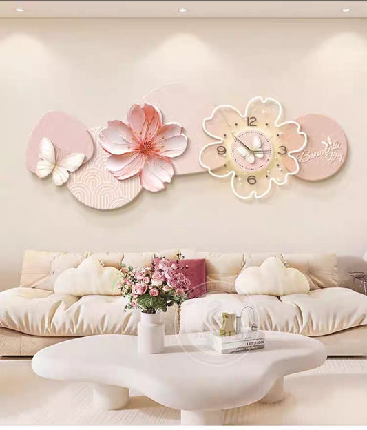 Floral Serenity LED Wall Clock Art