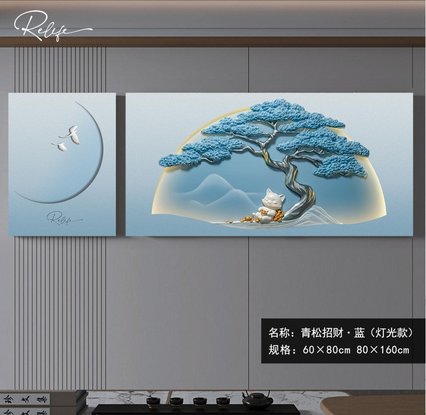"Azure Serenity" 3D Paired Wall Art with Integrated LED Light