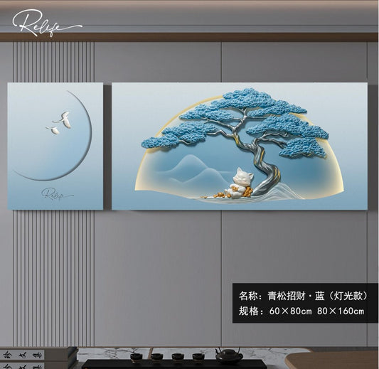 "Azure Serenity" 3D Paired Wall Art with Integrated LED Light