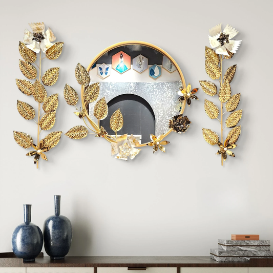 Glamorous Floral Mirror Set: Metallic Wall Decor