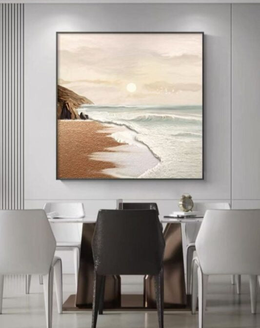 Sunset Shore 3D Textured Handcrafted Landscape Painting