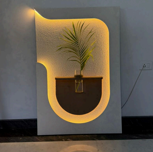 Organic Glow - Illuminated Modern Wall Art with Integrated Planter
