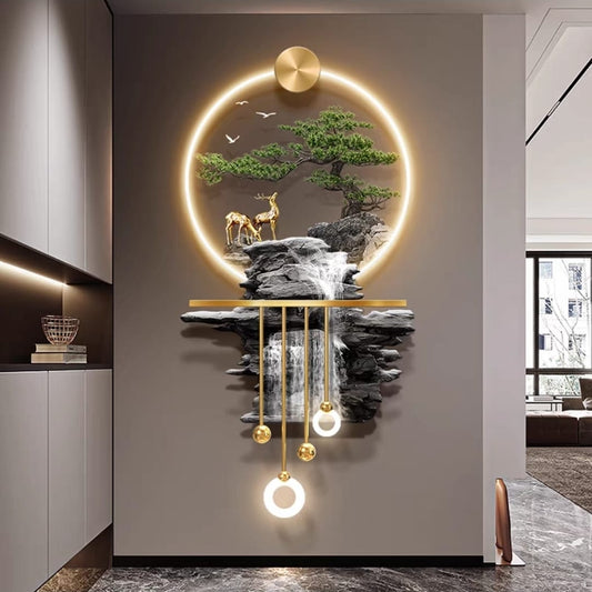 Majestic Waterfall & Prosperity Tree 3D LED Wall Art