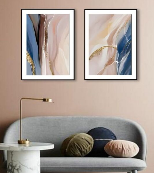 Gilded Flow - Abstract Fluid Art Print Set (Set of 2)