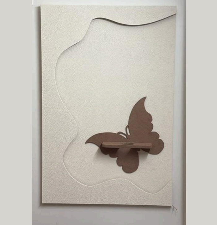 Butterfly Whispers - Textured Modern Wall Art with Shelf