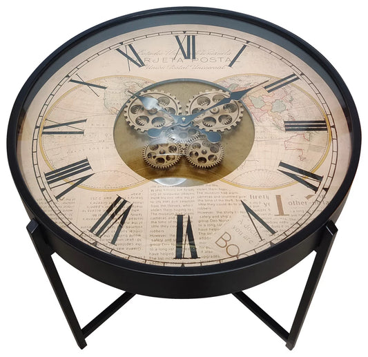 "Grand Steampunk Explorer" Clockwork Coffee Table with Map Detail