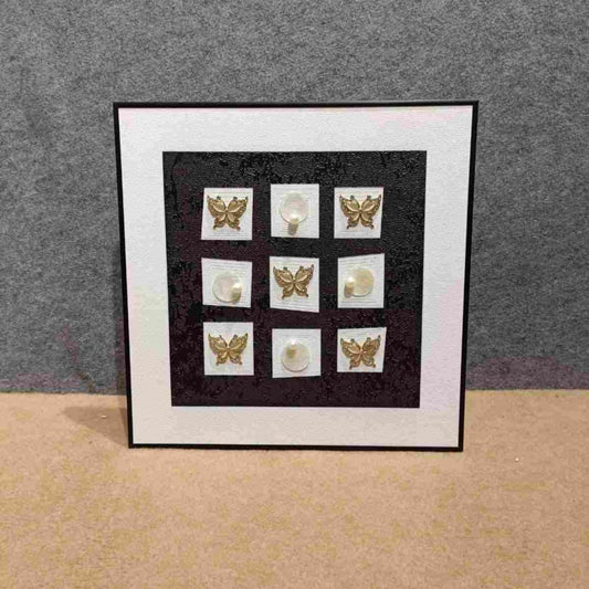 Butterfly &amp; Pearl Grid: Textured Elegant Wall Art
