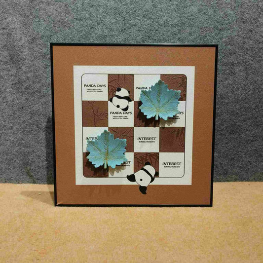 Panda Patchwork: Textured Leaf &amp; Panda Wall Art