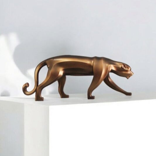 Sleek Hunter: Modern Bronze Panther Sculpture