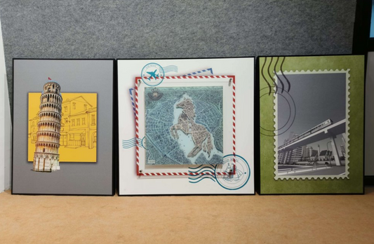 Passport & Postmark: Funky Travel Triptych Wall Art Set