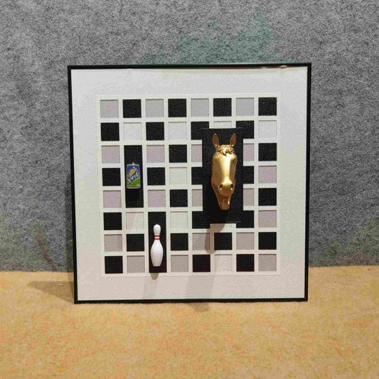Golden Horse: Surreal Grid Wall Art