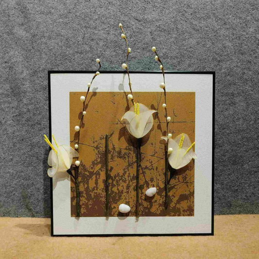 Winter Bloom: Textured Floral Art with Natural Accents