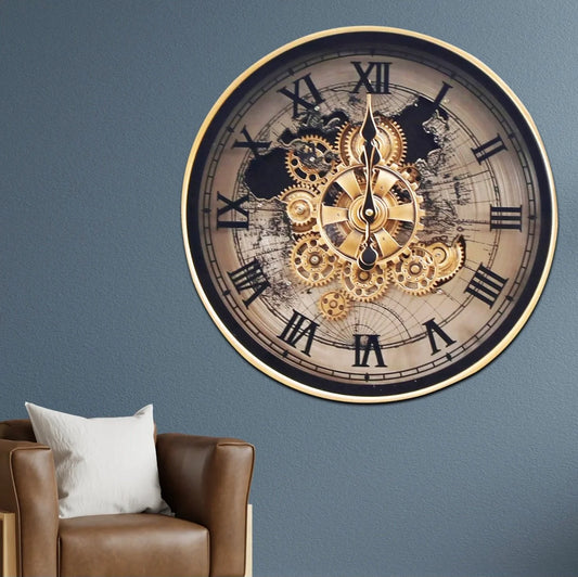 "Traveler's Compass" World Map Wall Clock