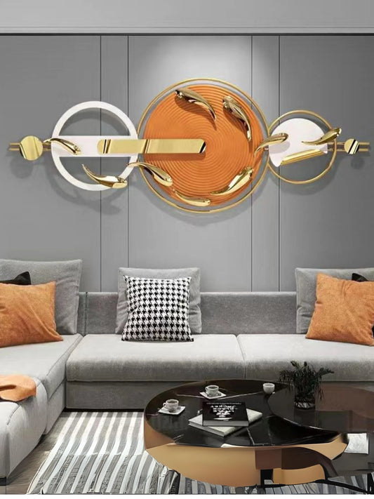 Fish Metal Wall Art Abstract Showpiece with LED Light
