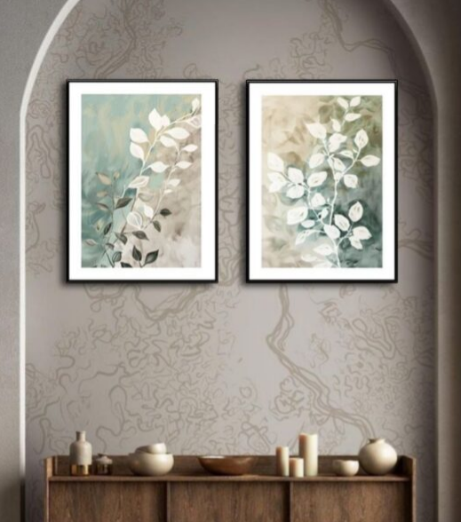Whispering Branches Duo - Serene Botanical Wall Art Set