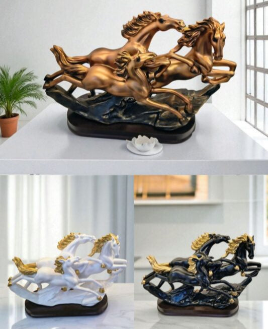 The Galloping Guardians: Trio of Horses Sculpture